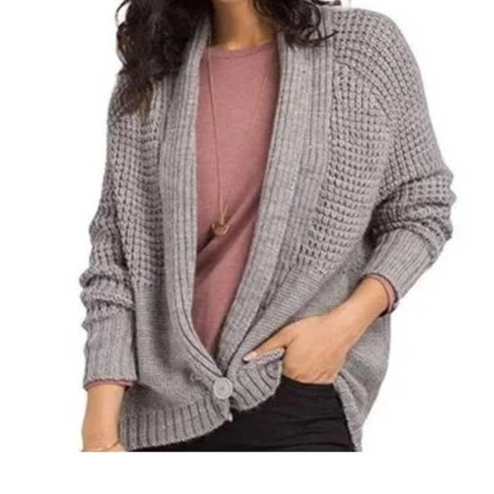 PRANA Women's Knit Gray Open Front Cider Cardigan Wool / Alpaca Size Large